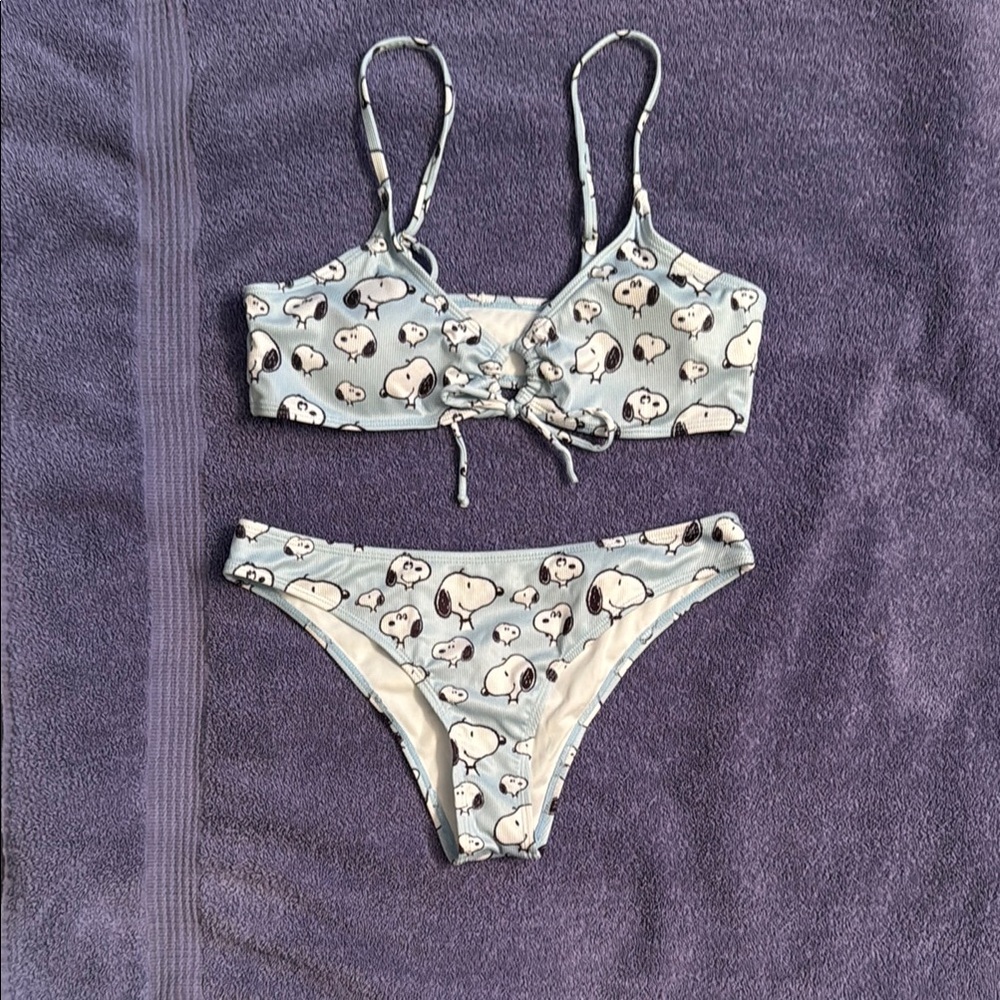 Women's Blue Snoopy Print Bikini
